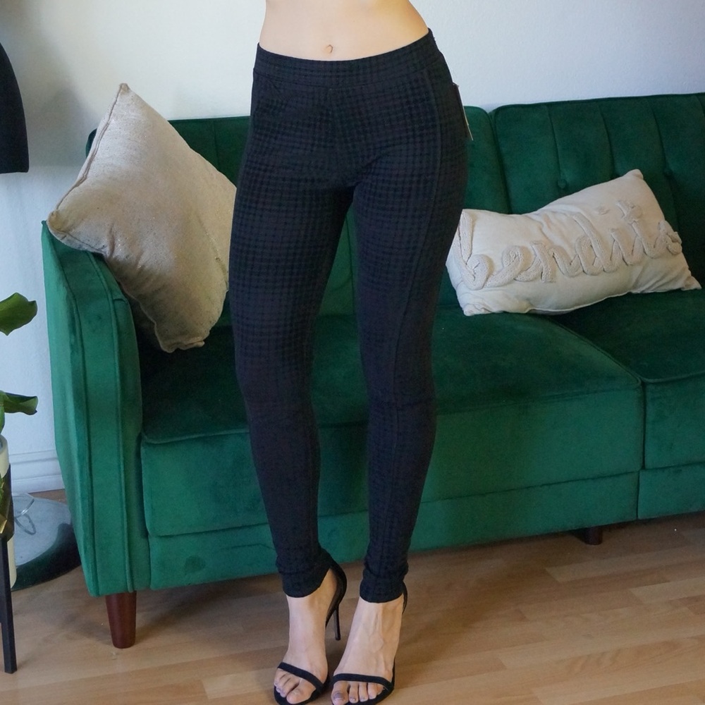 Mudd Black Velvet Plaid High Waisted Skinny Jeggings Size XS